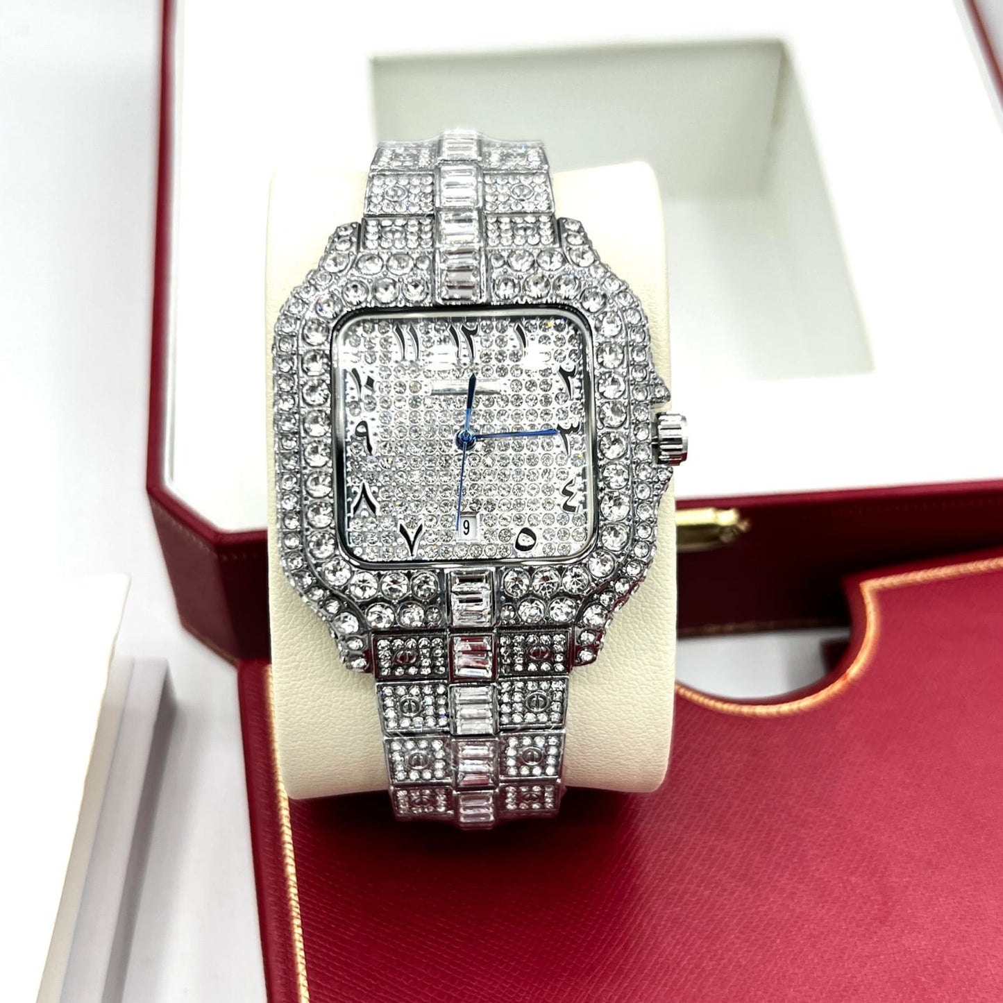 Cartier Arabic Dial Full Stone (UNISEX) Watch - (9229-W12)