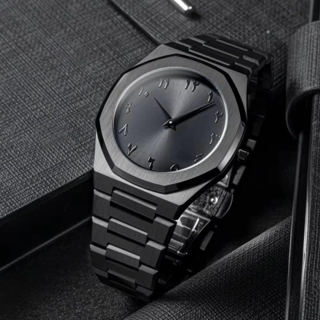 Metal Aura Watch – Arabic Dial | Luxury Matte Black Timepiece (9229-W1)