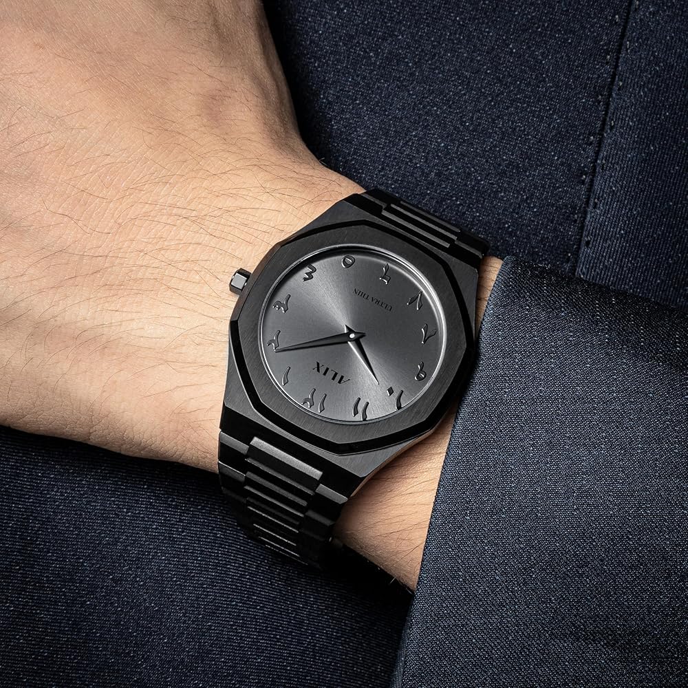 Metal Aura Watch – Arabic Dial | Luxury Matte Black Timepiece (9229-W1)