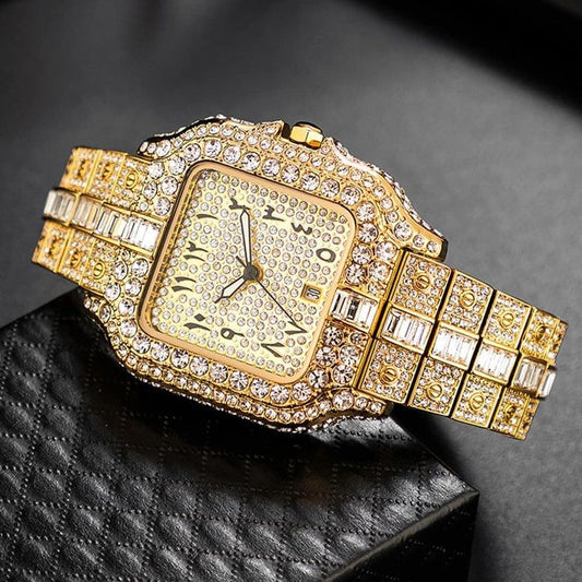 Cartier Arabic Dial Full Stone (UNISEX) Watch - (9229-W12)