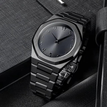 Metal Aura Watch – Arabic Dial | Luxury Matte Black Timepiece (9229-W1)