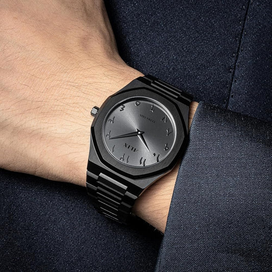 Metal Aura Watch – Arabic Dial | Luxury Matte Black Timepiece (9229-W1)